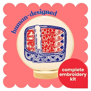 Sardines Complete Embroidery Kit - DIY, beginner friendly, salty, nautical, anchovies