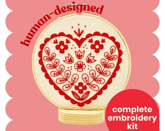 Nordic Heart Complete Embroidery Kit - DIY, beginner friendly, christmas
