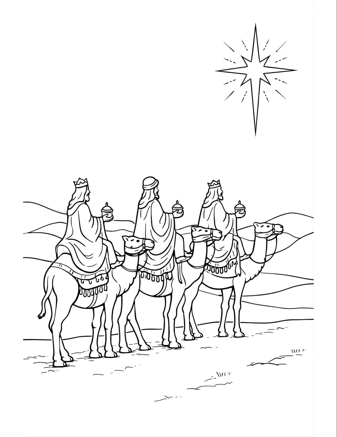 Three Wise Men Coloring Page | Epiphany & Nativity Activity for Kids ...