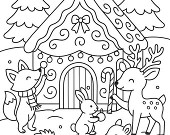 Woodland Animals Caroling Coloring Page • Christmas Winter Activity ...