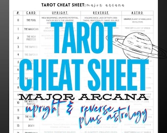 Major Arcana Tarot Cheat Sheet | Upright, Reversed & Astrology | Digital Download