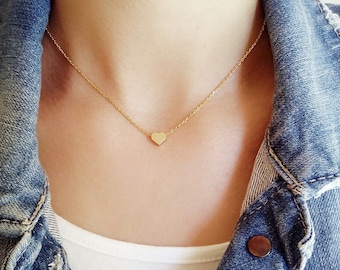 Heart necklace, Bridesmaid gift, Gold necklace, Love necklace, Gift jewelry