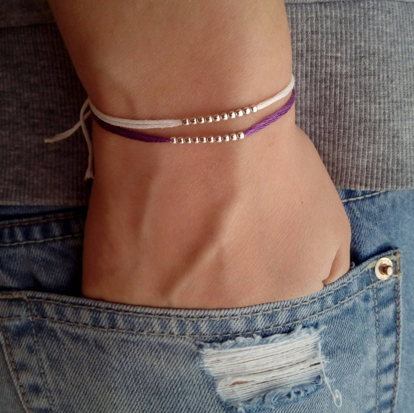 Make a wish bracelet Beaded bracelet Sterling silver Etsy