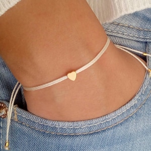 Tiny heart bracelet, Wish bracelet, Gold bracelet, Friendship bracelet, Bridesmaid gift