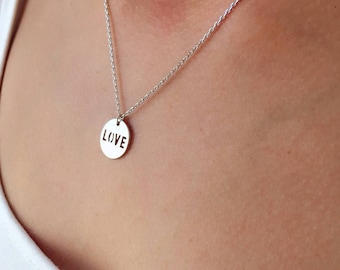 Love necklace, Gold necklace, Silver necklace, Gift for girlfriend