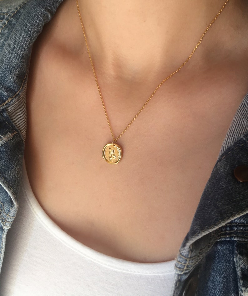 Gold coin zodiac necklace Clearance