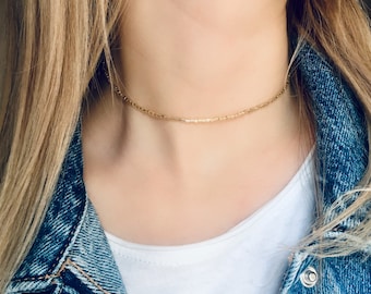 Gold choker necklace, Choker necklace, Mermaid tail necklace, Simple necklace, Layering necklace, Summer necklace