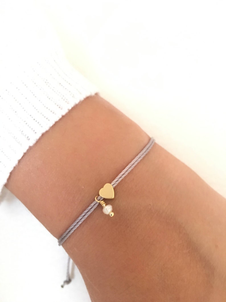 Tiny heart bracelet, Wish bracelet, Gold bracelet, Friendship bracelet, Bridesmaid gift image 5