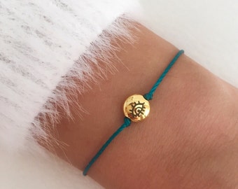 Gold evil eye bracelet, Gold bracelet, Tiny bracelet, Minimalist bracelet, Gift for her, Adjustable bracelet