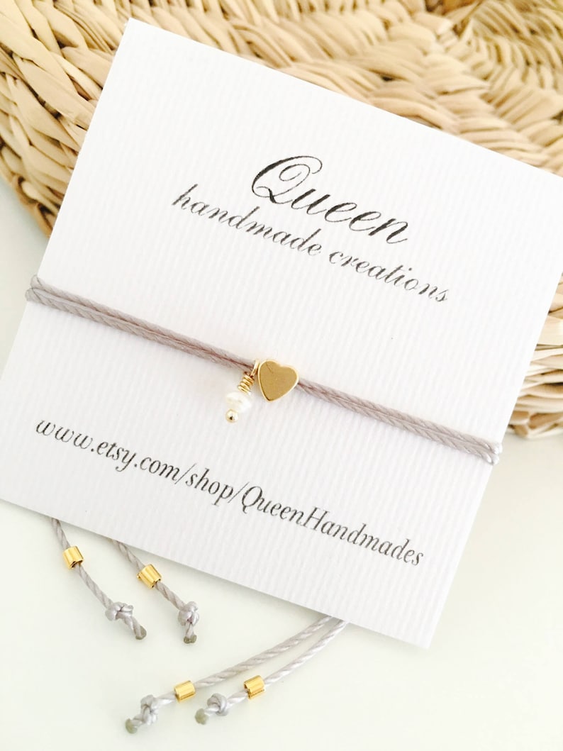 Tiny heart bracelet, Wish bracelet, Gold bracelet, Friendship bracelet, Bridesmaid gift image 7