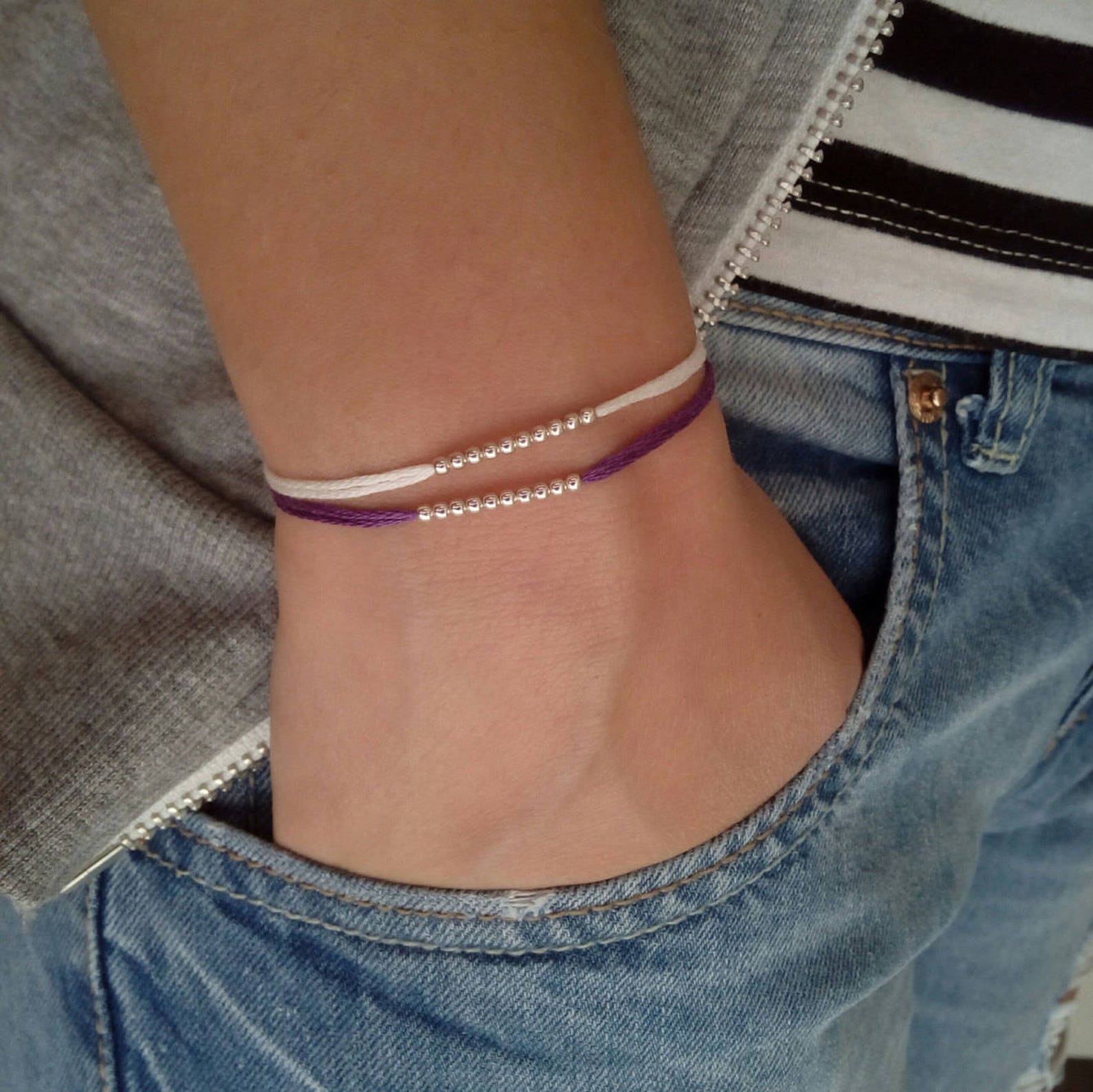 Make a wish bracelet Beaded bracelet Sterling silver Etsy