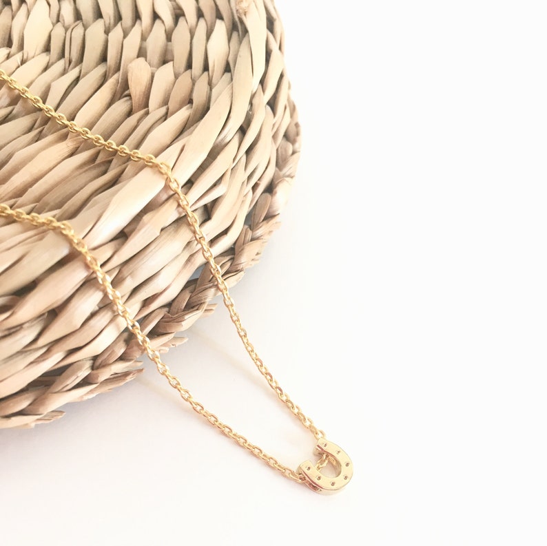 Tiny horseshoe necklace Horseshoe necklace Minimalist Etsy