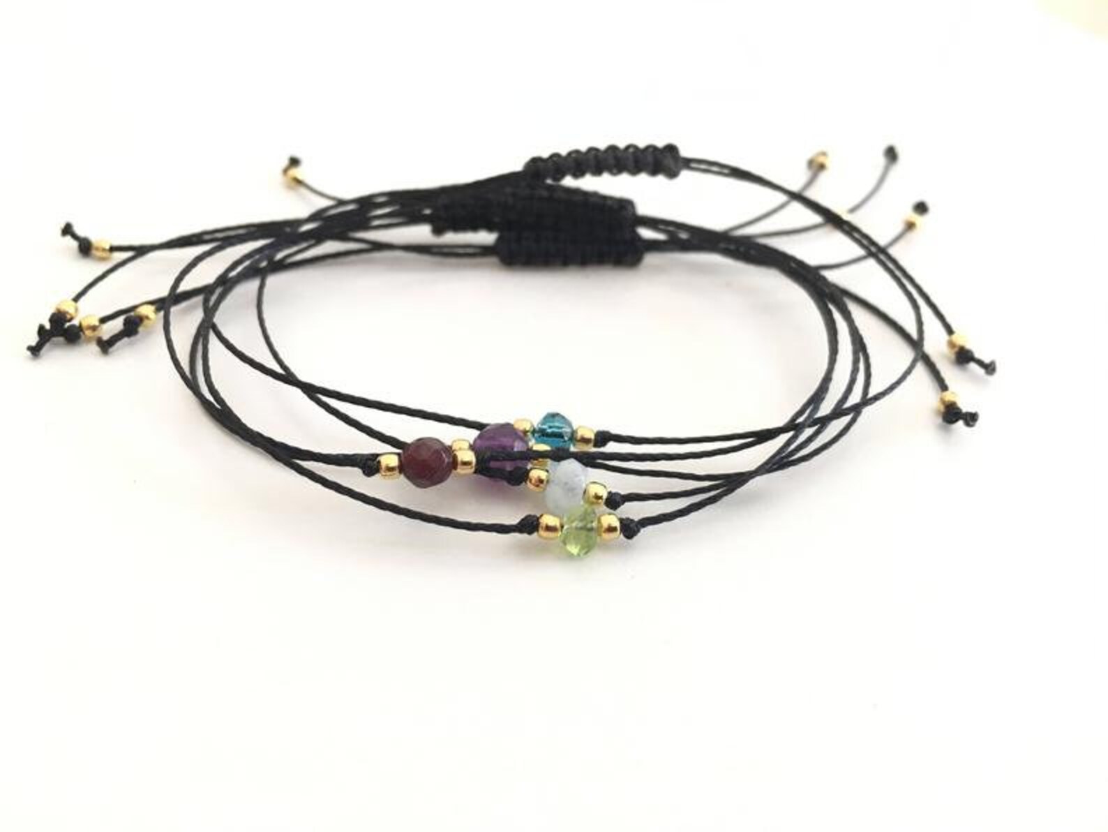Admire Small Gem 2mm Gold Bracelet - Aquamarine