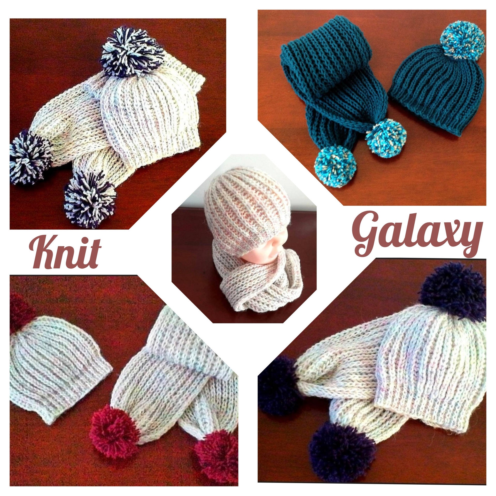 Aran Tweed grobstrick handgestrickte Wollmütze & Schal Sets mit oder ohne Pompoms in allen Größen, Geschenkverpackung erhältlich, Handmade, UK Seller