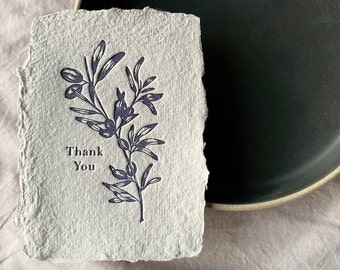 Letterpressed Thank You Olive Branches Card