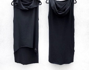 Handgemaakte zwarte mouwloze hoodie: dystopische cyberpunk-top