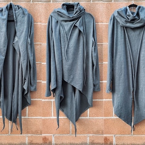 Postapocalyptic jacket, cyberpunk jacket, distressed jacket, burning man, gray jacket, stage clothing, Halloween costume, Dystopian hoodie