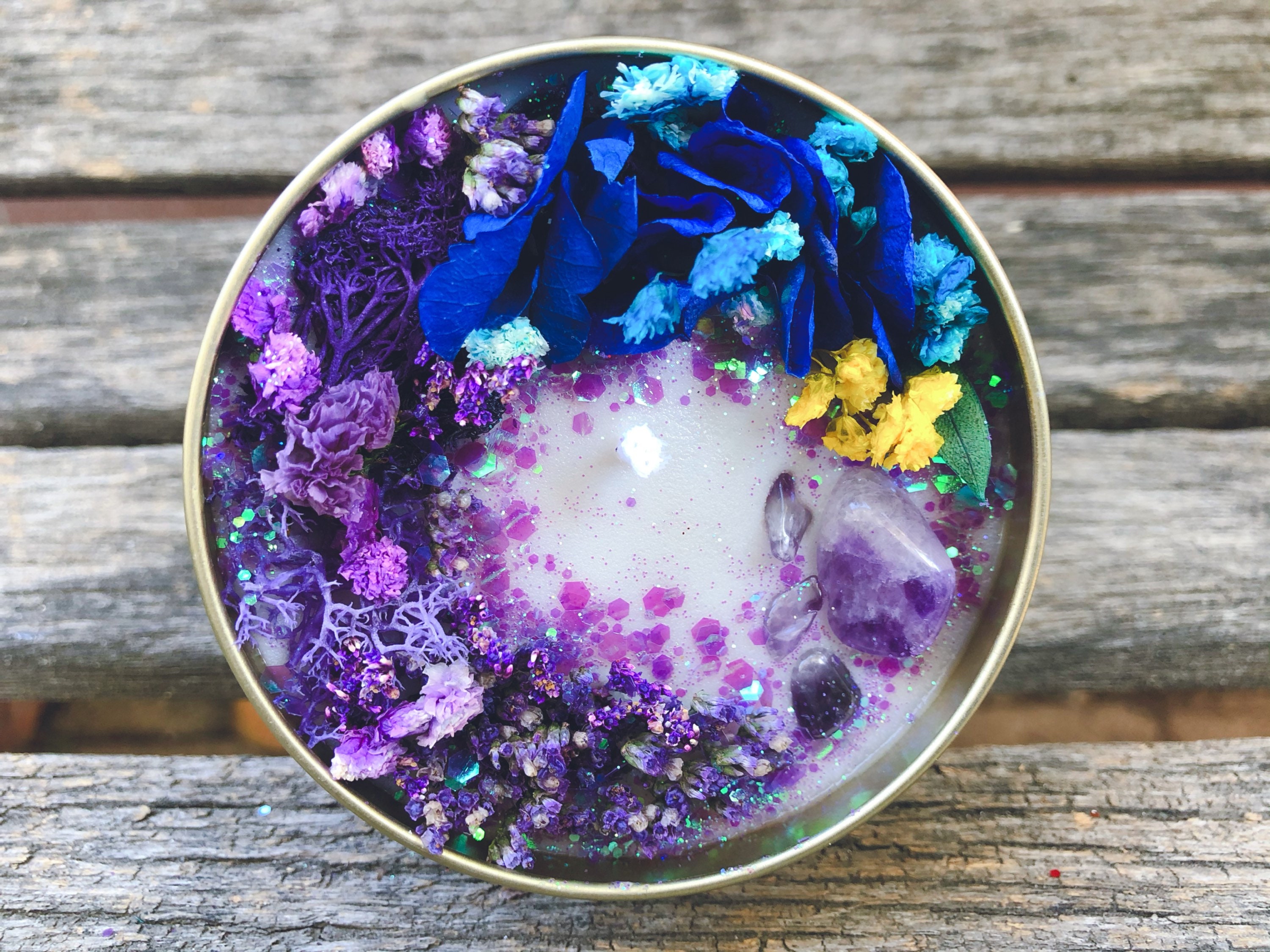 Purple Candle Blue Candle Scented Candle Meditation Candle Etsy