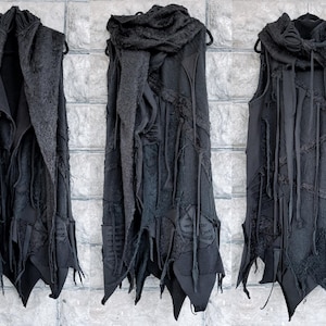 Postapocalyptic jacket, cyberpunk jacket, distressed jacket, burning man, black jacket, stage clothing, Halloween costume, distressed jacket