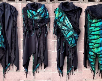 Schwarzer Hoodie: Postapokalyptisches Cyberpunk Halloweenkostüm