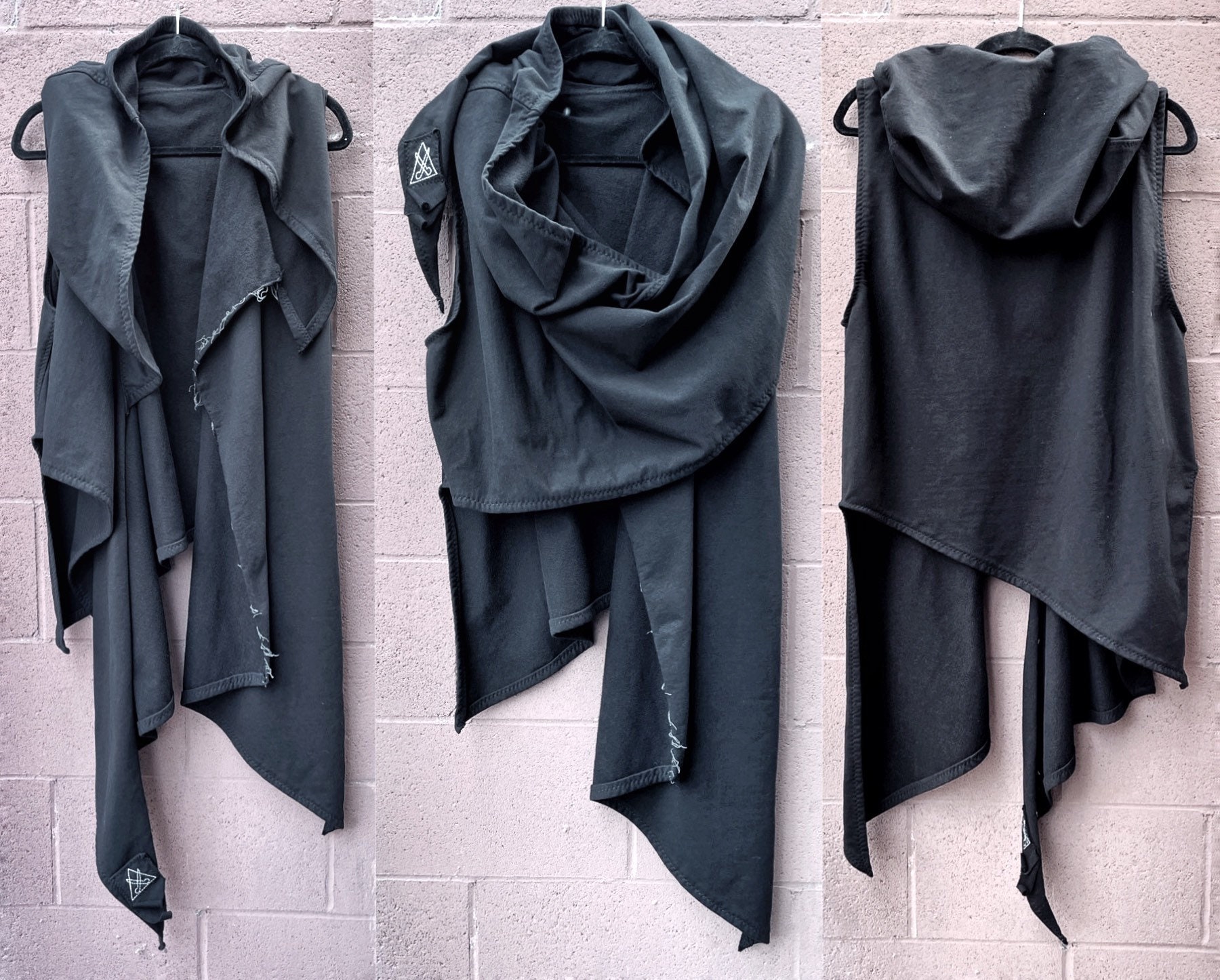 Black Hooded Scarf Wrap, Black Burning Man Hoodie