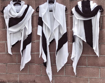 White Hooded Scarf Wrap: Cyberpunk Burning Man Costume