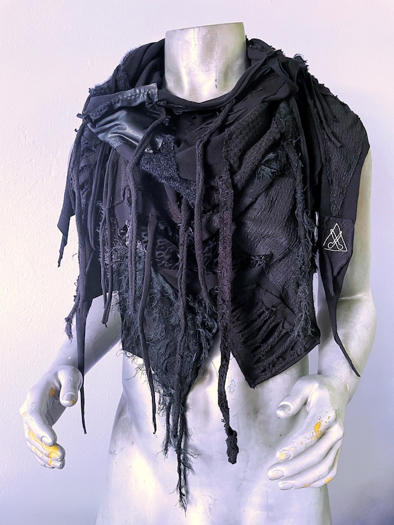 Black Scarf, Distressed Scarf, Postapocalyptic Scarf
