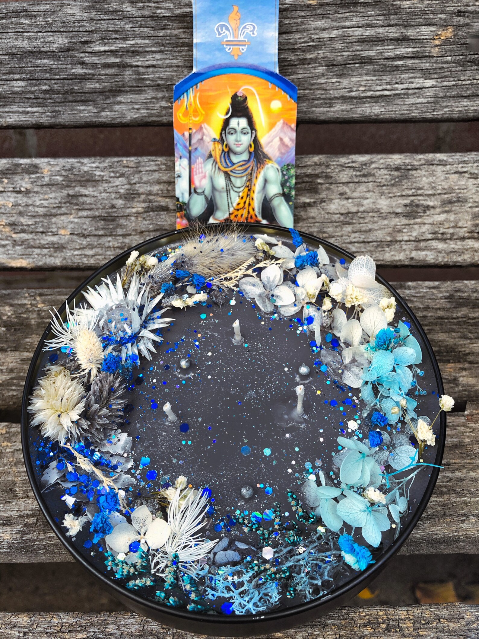 Shiva Candle Meditation candle Candle with flowers Flower Etsy