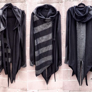 Black and silver hoodie, black jacket, black and silver jacket, cyberpunk jacket, cyberpunk hoodie, postapocalyptic clothing, black hoodie