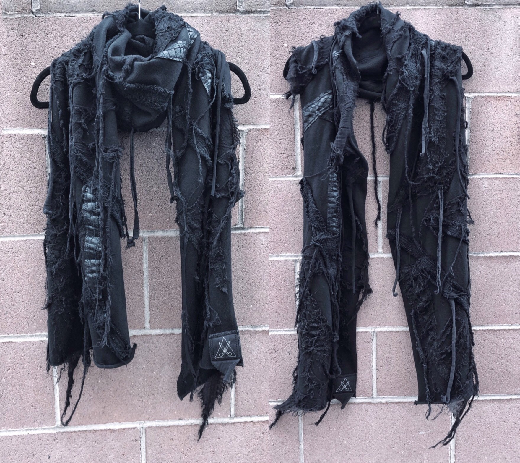 Black Scarf, Distressed Scarf, Long Scarf, Postapocalyptic