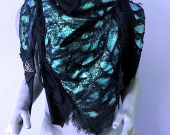 Distressed Triangle Mermaid Scarf: Cyberpunk Burning Man Halloween Costume