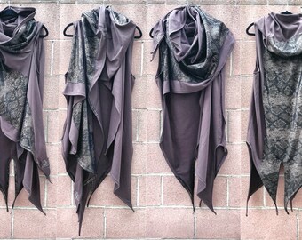 Brown Cyberpunk Hoodie: Sleeveless Post-Apocalyptic Wrap