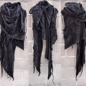 Black scarf, hooded scarf, black wrap, cyberpunk, burning man clothing, postapocalyptic, burning man, stage clothing, Halloween costume