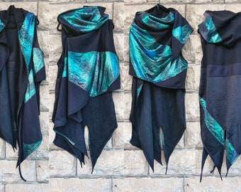 Black Mermaid Hoodie: Handcrafted Cyberpunk Festival Halloween costume