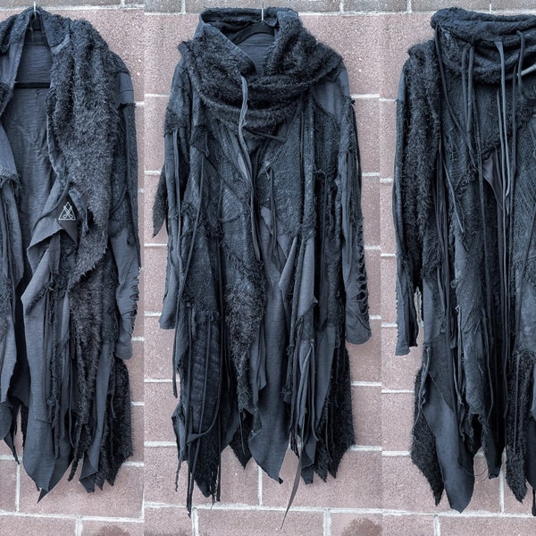 Handcrafted Distressed Postapocalyptic Jacket: Cyberpunk Burning Man Costume