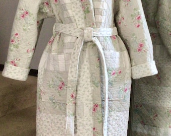 Custom Made Quilted Robe, Hooded Quilted Robe, Women's Quilted Upcycled ...