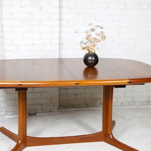 Vintage MCM scandinavian teak oval dining table no extension leafs by Rasmus Denmark Free delivery only in NYC and Hudson Valley areas image 1