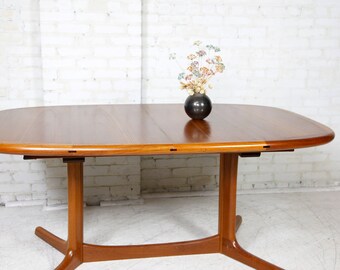 Vintage MCM scandinavian teak oval dining table (no extension leafs) by Rasmus Denmark | Free delivery only in NYC and Hudson Valley areas