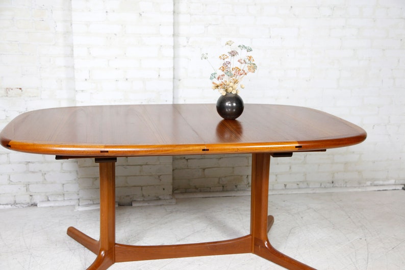 Vintage MCM scandinavian teak oval dining table no extension leafs by Rasmus Denmark Free delivery only in NYC and Hudson Valley areas image 1