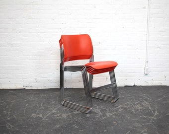 Vintage MCM GF 40/4 David Rowland burnt orange stacking chairs | Free delivery only in NYC and Hudson Valley areas