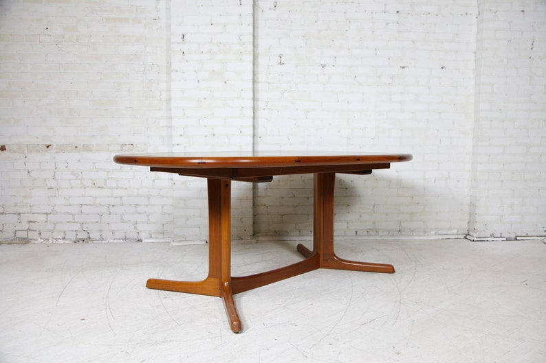 Vintage MCM scandinavian teak oval dining table no extension leafs by Rasmus Denmark Free delivery only in NYC and Hudson Valley areas image 5