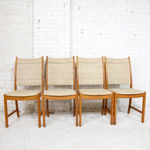 Vintage MCM set of 8 tall back Scandinavian teak chairs by Happy Viking Free delivery only in NYC and Hudson Valley areas image 2