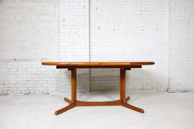 Vintage MCM scandinavian teak oval dining table no extension leafs by Rasmus Denmark Free delivery only in NYC and Hudson Valley areas image 4