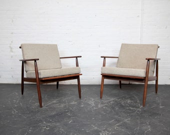 Vintage MCM walnut lounge chair w/ new foam and upholstery 2 available | Free delivery only in NYC and Hudson Valley areas