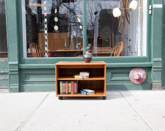 Vintage 80's Scandinavian teak rolling cabinet | Free delivery only in NYC and Hudson Valley areas
