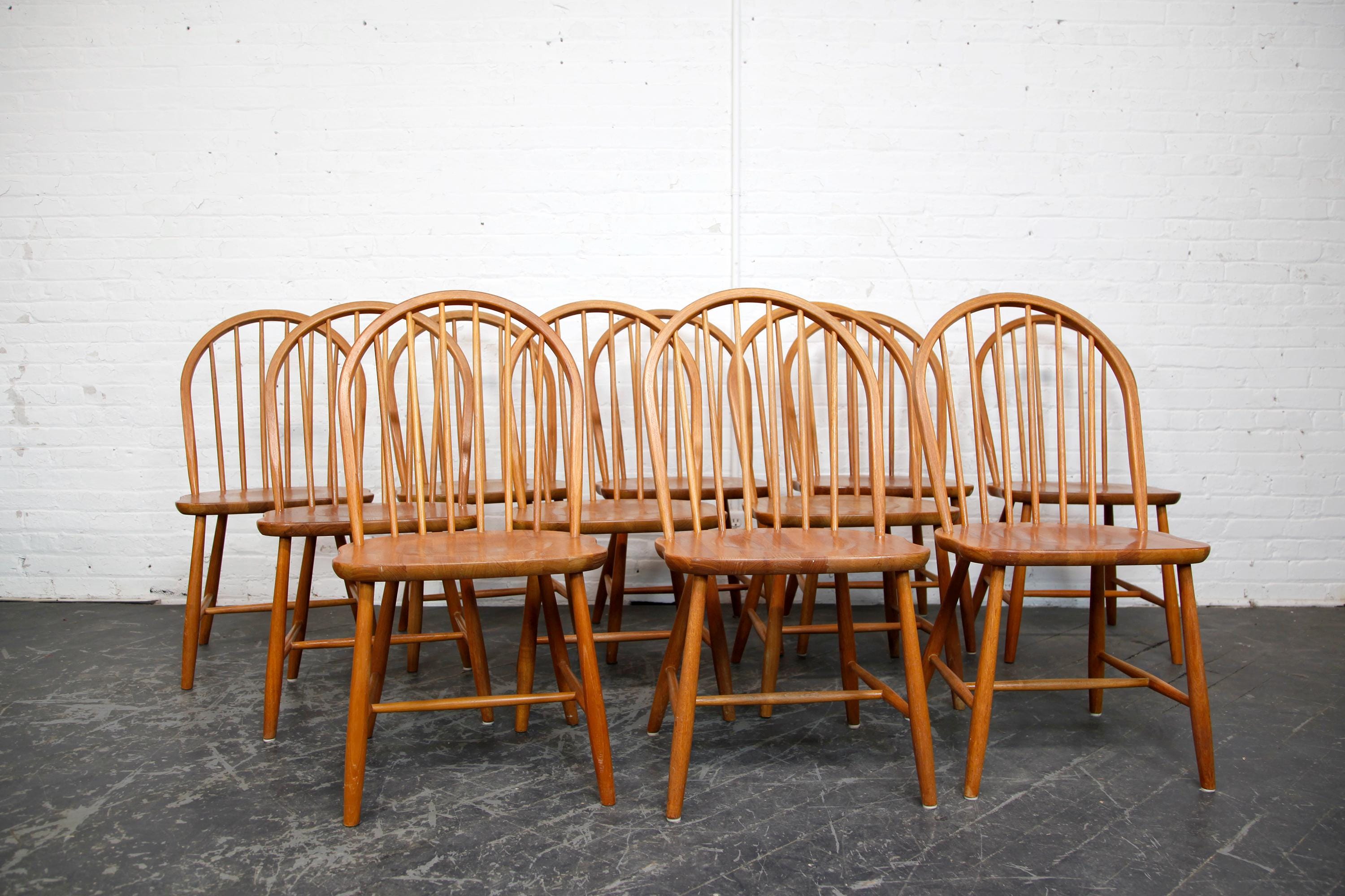 Vntg Dealer Danish Oak Dining Chairs D Scan Teak Chairs
