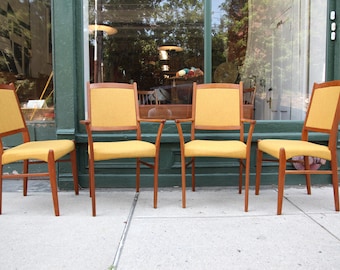 Vintage set of 4 MCM 60's teak Scandinavian dining chairs | Free delivery in NYC and Hudson Valley areas