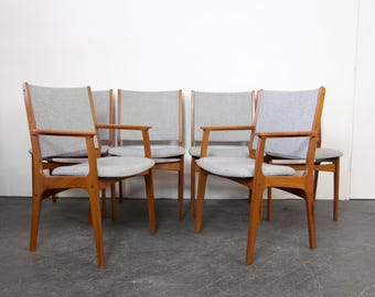 Vintage 70's set of 6 teak dining chairs | Free delivery in NYC and Hudson Valley areas