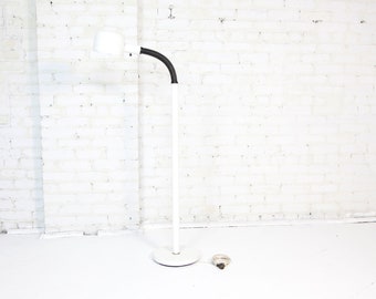 Vintage MCM white floor standing gooseneck lamp Fagerhults style by Lightolier | Free delivery in NYC and Hudson Valley areas