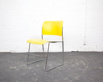 Vintage MCM funky metal yellow 40/4 David Rowland stacking chairs (20 available) | Free delivery only in NYC and Hudson Valley areas